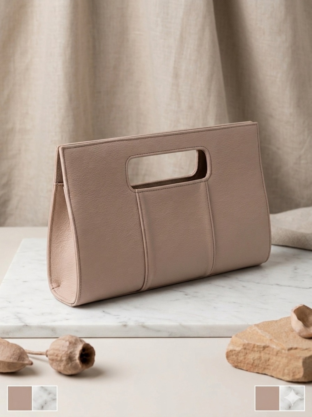 Moda Luxe Nude/Soft Blush Pink Cutout Handle Clutch